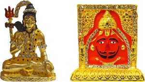 vintan combo set of 2 religious god shiv/lord shiva shanker & balaji idol handicraft statue-home room office temple mandir murti car dashboard decor diwali gift item. decorative showpiece  -  8 cm(gold plated, gold)
