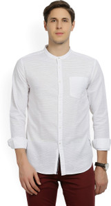 Locomotive Men's Striped Casual Mandarin Shirt