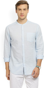 Locomotive Men's Striped Casual Mandarin Shirt