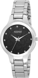 Passport Women's Stylish Black Dial Analog Wrist Watch - Classic White Casual Watch | Metal Strap Watch Analog Watch  - For Women