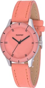 Passport Women's Stylish Peach Dial Analog Wrist Watch - Classic Peach Dial Casual Watch | Comfortable Leather Strap | Analog Watch  - For Women