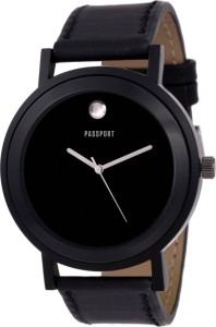 Passport Men's Black Dial Analog Wrist Watch - Classic Casual Watch | Comfortable PU Leather Strap - Black Analog Watch  - For Men