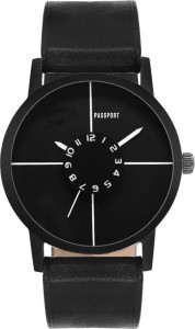 Passport Men's Unique Black Dial Analog Wrist Watch - Classic Black Casual Watch | Comfortable PU Leather Strap Analog Watch  - For Men