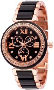 Varni Retail Varni Trendy Diamond Black Dial Mina Metal Strap Girls Wrist Watch For Women Analog Watch  - For Women