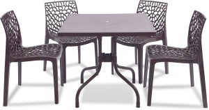 supreme brown plastic table & chair set(finish color - brown)