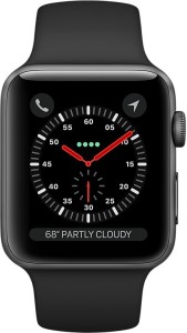 apple watch series 3 gps + cellular - 38 mm space grey aluminium case with sport band(black strap regular)