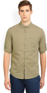 Locomotive Men's Self Design Casual Button Down Shirt