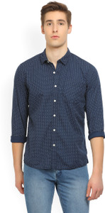 People Men's Printed Casual Spread Shirt