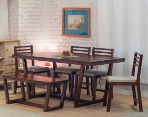 the jaipur living athens solid wood 6 seater dining set(finish color - honey brown)