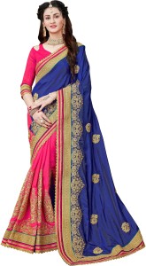 manohari embroidered fashion art silk saree(blue) MN359