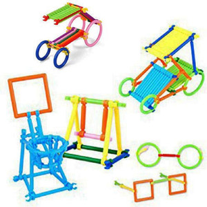 Sanyal Colorful Plastic Educational Stick Assembly Blocks Game, Recognise Colore, Shape and Different Model to Build by Kids