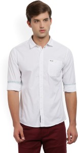 People Men's Solid Casual Spread Shirt