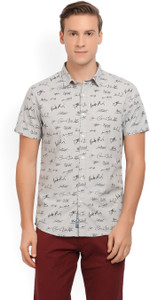 People Men's Printed Casual Spread Shirt