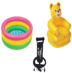 indmart Baby Pool Teddy Kiddie chair with Air Pump Inflatable Sofa