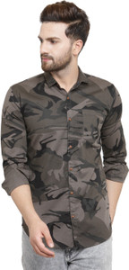 Pacman Men's Military Camouflage Formal Grey Shirt