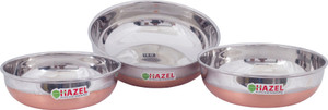 Hazel Alfa Premium Heavy Gauge Stainless Steel Tasra with Copper Bottom Set of 3 Pc (1 ltr, 1.5 ltr, 1.8 ltr), Silver & Copper Kadhai 1.8 L