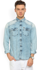 People Men's Solid Casual Spread Shirt