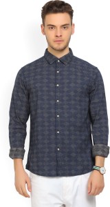 People Men's Printed Casual Spread Shirt