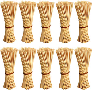 Jamboree kebab stick, roast stick, Bamboo Skewers Chocolate Fountain Wooden Fruits BARBECUE Kebab Stick Party Buffet Food Disposable Wooden Roast Fork Set (Pack of 1000) Disposable Bamboo Roast Fork Set