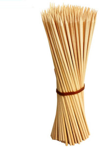 Jamboree kebab stick, roast stick, Bamboo Skewers Chocolate Fountain Wooden Fruits BARBECUE Kebab Stick Party Buffet Food Disposable Wooden Roast Fork Set (Pack of 100) Disposable Bamboo Roast Fork Set