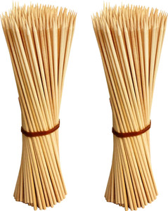 Jamboree kebab stick, roast stick, Bamboo Skewers Chocolate Fountain Wooden Fruits BARBECUE Kebab Stick Party Buffet Food Disposable Wooden Roast Fork Set (Pack of 200) Disposable Bamboo Roast Fork