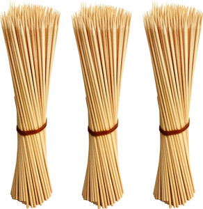 Jamboree kebab stick, roast stick, Bamboo Skewers Chocolate Fountain Wooden Fruits BARBECUE Kebab Stick Party Buffet Food Disposable Wooden Roast Fork Set (Pack of 300) Disposable Bamboo Roast Fork