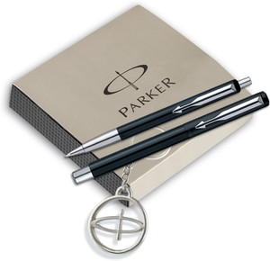 Parker Vector Standard Roller Ball pen +Ball pen Black body with free Parker Key Chain Pen Gift Set