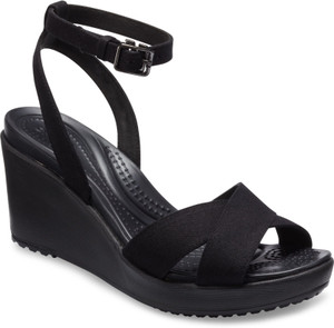 Black sales wedge crocs