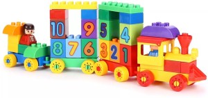 Virgo toys Play Blocks Number Big Train Set, Build & Play Series,Build Over 20 Blocks,Colorful interlocking blocks,Compatible with all International Blocks