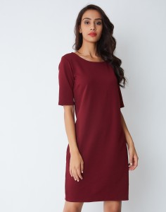 provogue women fit and flare maroon dress AS18D040-Maroon