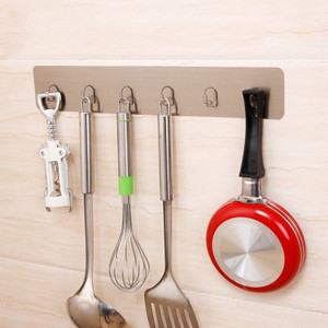 HOKIPO Magic Sticker Series Self Adhesive Bathroom Towel Hanger 6 - Pronged Hook Rail