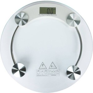 UrbanBoom Personal Health Bathroom Human Body Weight Machine 8mm Thick Round Transparent Glass Weighing Scale