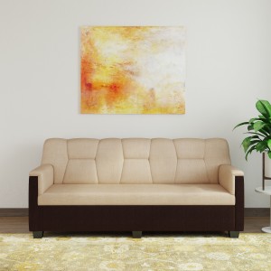 bharat lifestyle star fabric 3 seater  sofa(finish color - cream brown)