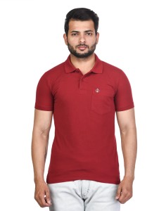 4 Four Squares Solid Men Polo Neck Maroon T-Shirt - Buy 4 Four Squares  Solid Men Polo Neck Maroon T-Shirt Online at Best Prices in India