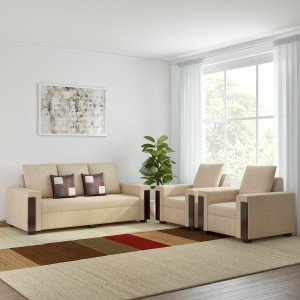 bharat lifestyle ocea fabric 3 + 1 + 1 cream sofa set