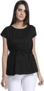 Vero Moda Casual Short Sleeve Solid Women's Black Top