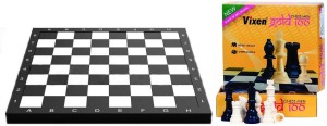 vixen best combo of two - one wooden chess board and extra one box of very good quality 'gold 100' chess coins white & black)- 17 inch (color on availability)- board game