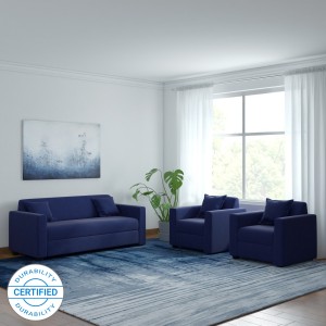 westido fabric 3 + 1 + 1 navy blue sofa set