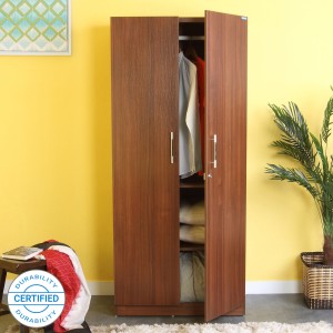 spacewood optima engineered wood 2 door wardrobe(finish color - walnut rigato)