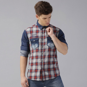 Rodid Men's Checkered Casual Spread Shirt