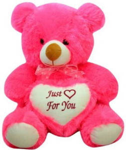 KHATU SHYAM ENTERPRISES 2 Feet Huggable Sitting Soft Pink Cute Teddy Bear With Love Heart Just For You - 60.6 cm - 60 cm