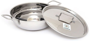 Coconut Coconut Triply Cookware 230 mm/1500ml Kadai/Stainless Steel Kadai with Lid Kadhai 1.5 L
