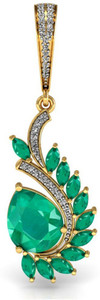 Vannajewels Floral Jewelry 18kt Emerald, Diamond Yellow Gold Pendant