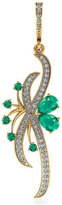 Vannajewels Floral Jewelry 14kt Emerald, Diamond Yellow Gold Pendant