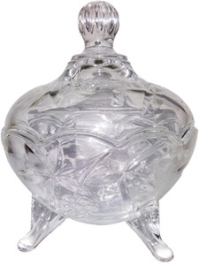Blue Birds BEAUTIYFUL LOOK DECORATIVE,SERVING CANDY BOWL WITH LID (CLEAR,PACK OF 1) Glass Bowl