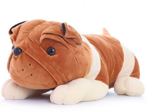 Skylofts 65cm Huge Brown Bulldog Soft Toy Cushion for Kids & Babies Stuffed Pillow - 65 cm