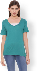 Van Heusen Casual Half Sleeve Solid Women's Green Top
