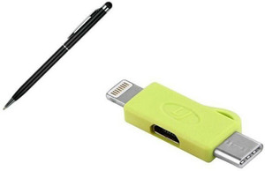 Freya 2 IN 1 Micro USB to Lightning and Type C Converter CHARGING USB Adapter WITH 2 IN 1 BALL PEN Stylus