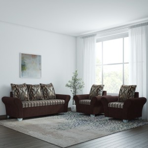 westido greece fabric 3 + 1 + 1 brown sofa set