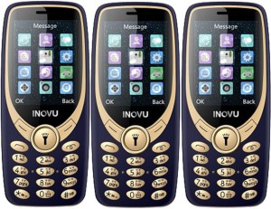 Inovu A9 Pack of Three Mobiles(Blue&Gold)